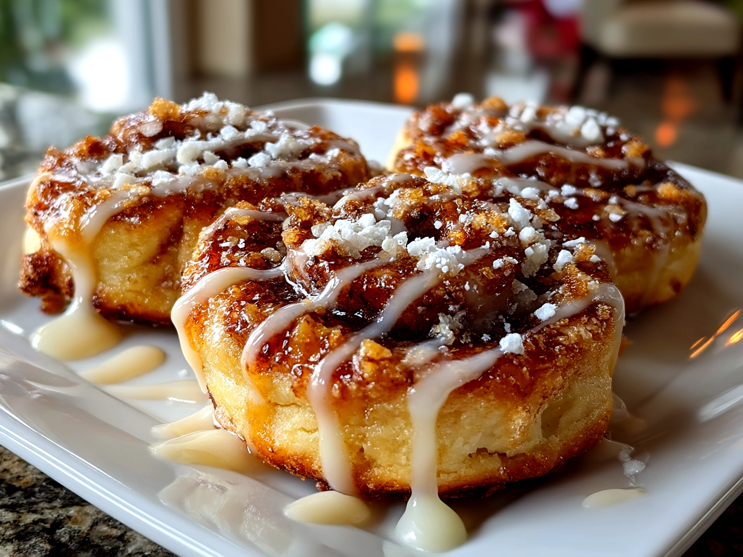 Freshly baked Cinnamon Roll Cheesecake Cookies stacked and ready to serve