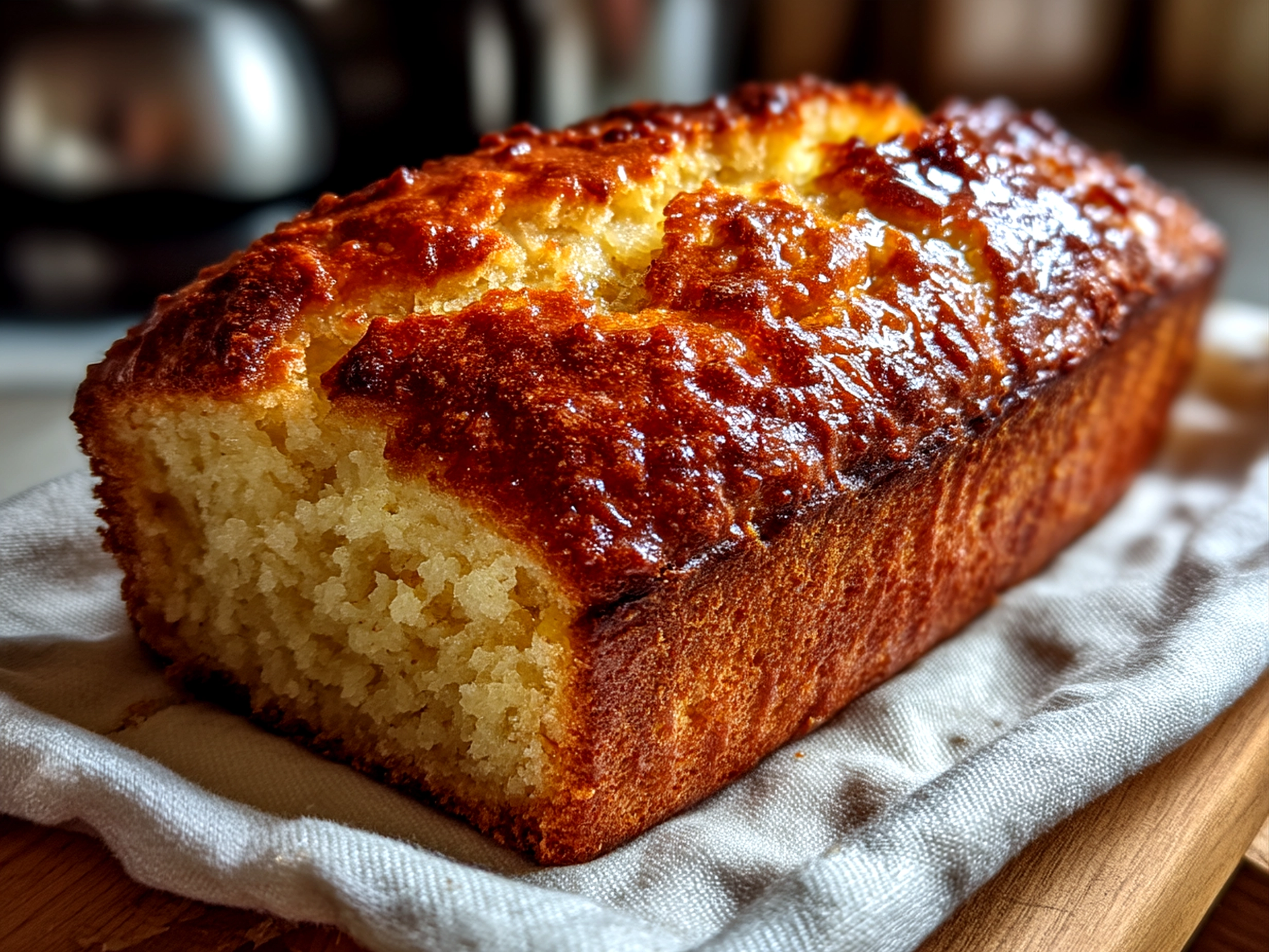 Sliced Sourdough Discard Lemon Loaf served on a plate ready to enjoy