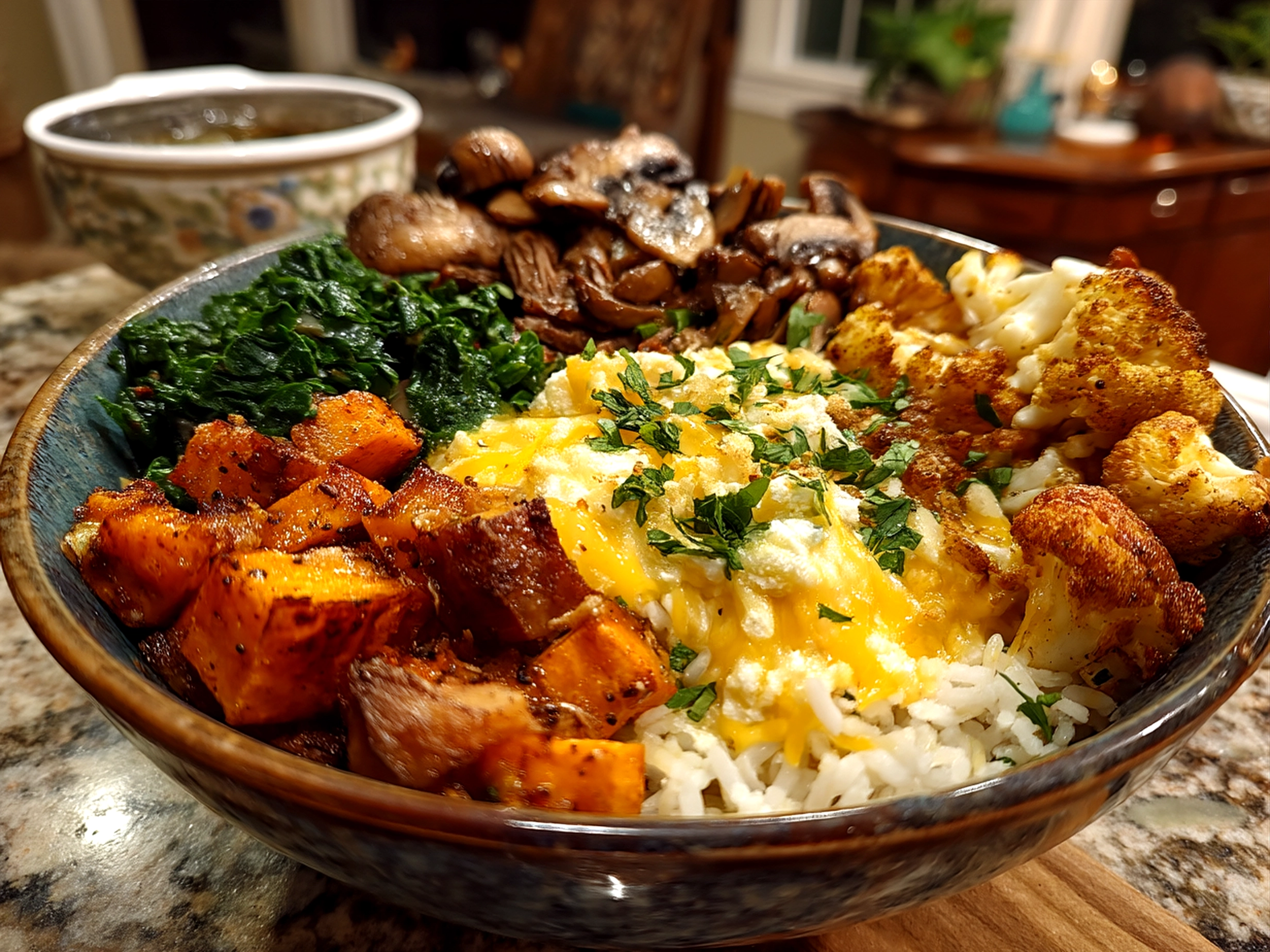 Served Superbowl Food Nourish Bowl in a large bowl ready to enjoy