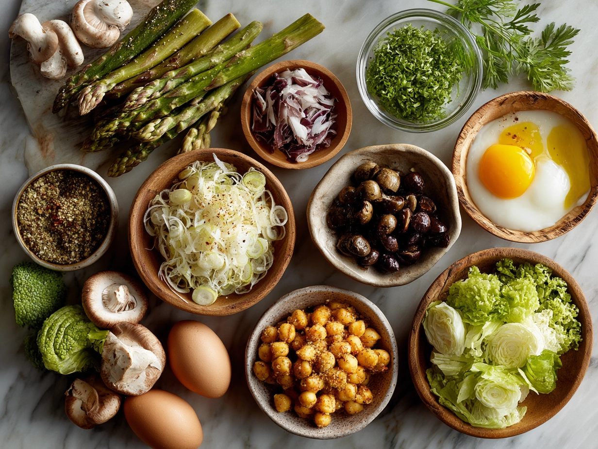 Ingredients laid out for Superbowl Food Nourish Bowl preparation