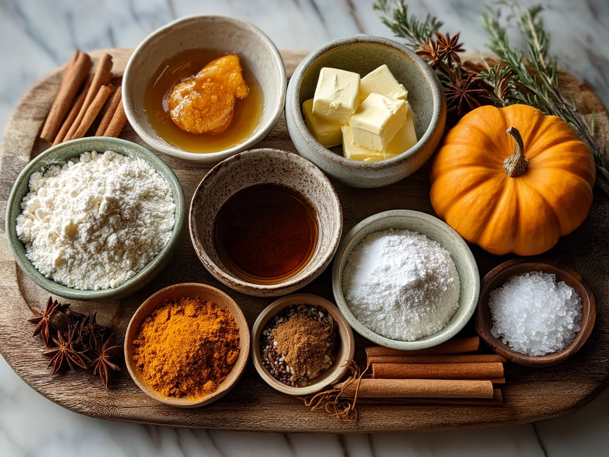 Ingredients laid out for Pumpkin Cornbread with Cinnamon Honey Butter