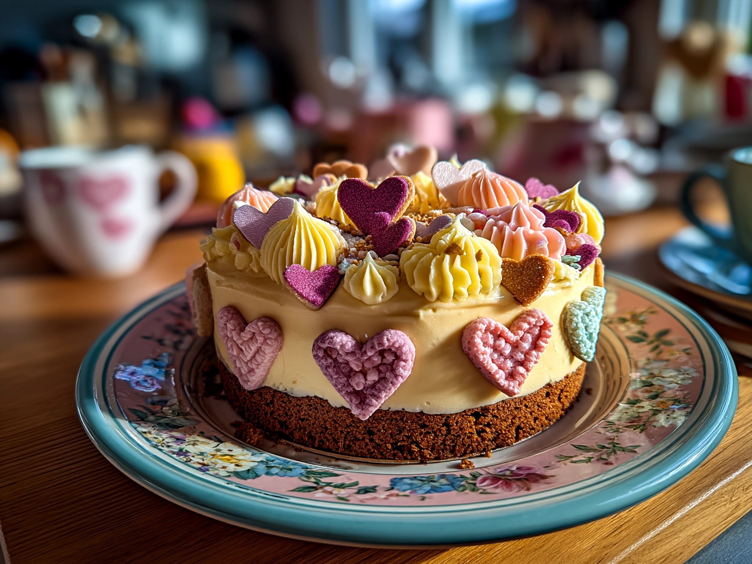 Serving bowl of Valentines Cakes Nice Cream Bowl with cake chunks and fresh berries topping